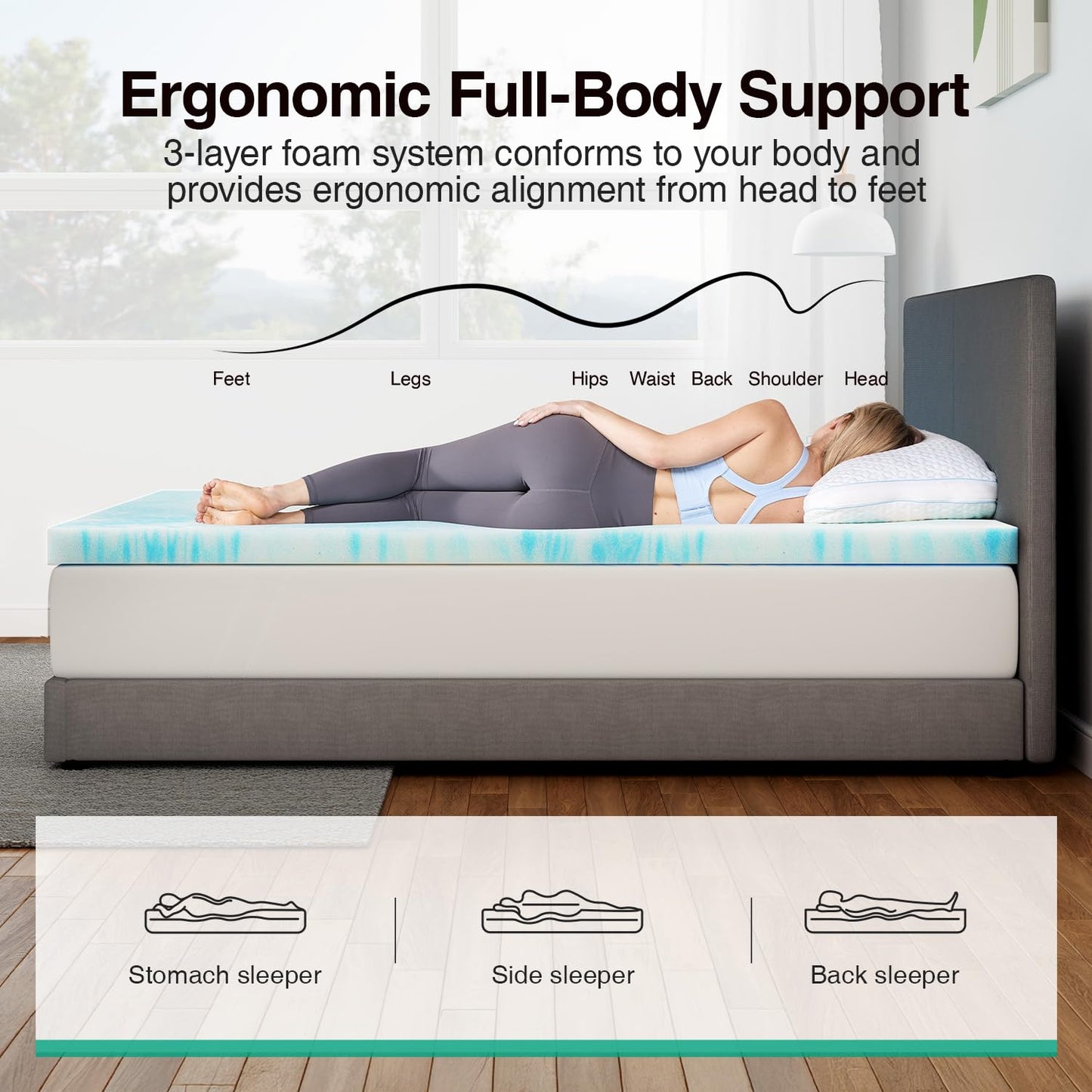 Novilla Mattress Topper King Size - 2 Inch Cooling Memory Foam Mattress Topper, Slow-Rebound Pressure Relief, Soft Comfort