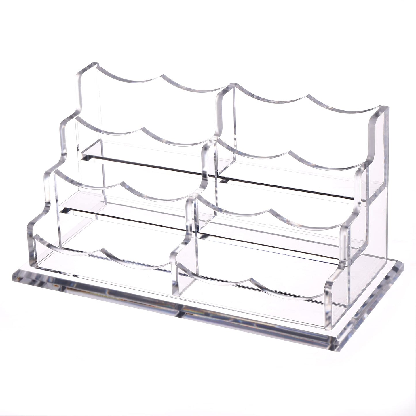 HeZone Business Cards Holder Display for Desk, Clear Acrylic Multiple 3 Tier 6 Slot Business Card Stand, Holds 300 Cards-1 Pack (6 Slots-H)