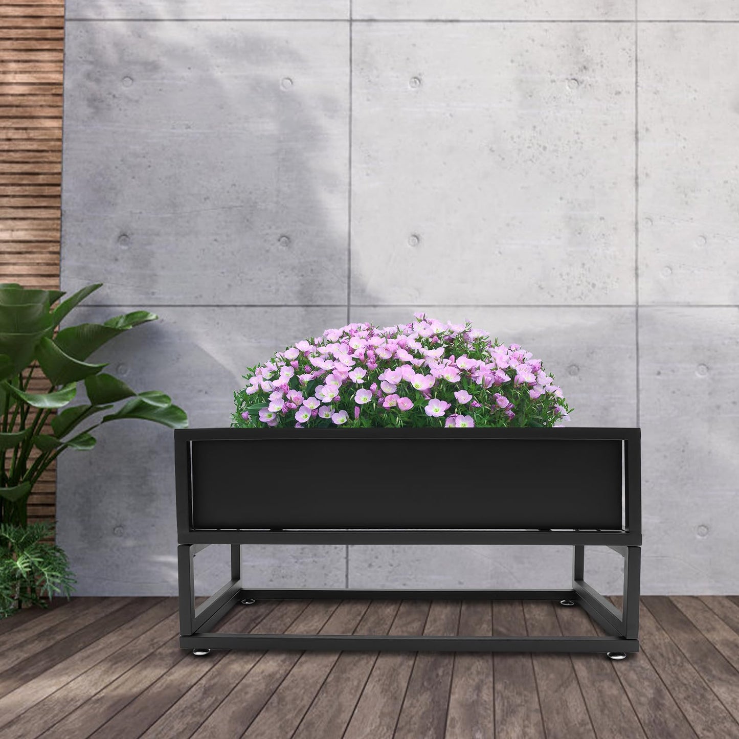 Ongniong Outdoor Elevated Planter Box Rectangle Raised Garden Bed 29" x 12" x 14" Carbon Steel Metal Planters with Drainage for Herbs and Flowers All-Weather Flower Beds for Patio