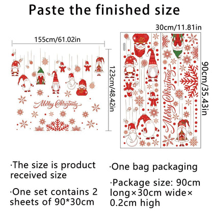 61.02 x 48.42 Inch Wall Decals: Merry Christmas Gnome Wall Stickers - Removable, Perfect for Xmas Holiday Party Supplies & Home Wall Decor