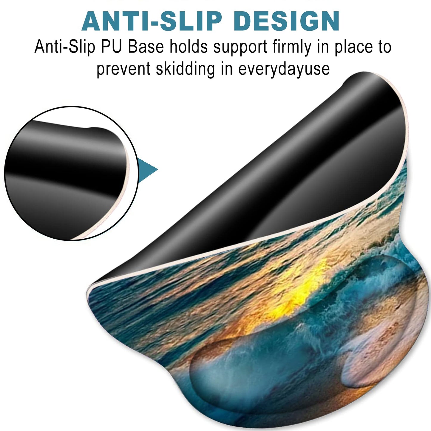 ToLuLu Mouse Pad Wrist Rest Support Gel, Ergonomic Mouse Pads with Non Slip PU Base, Mouse Wrist Rest Pad for Laptop Computer Home Office Working Gaming Pain Relief, Sunset& Beach