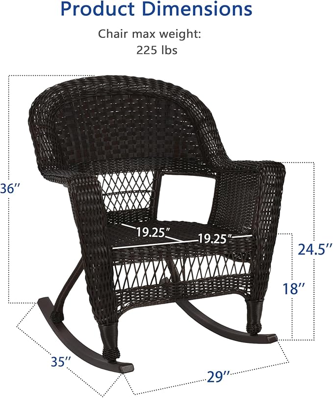 Jeco Set of 2 Wicker Rocker Chairs