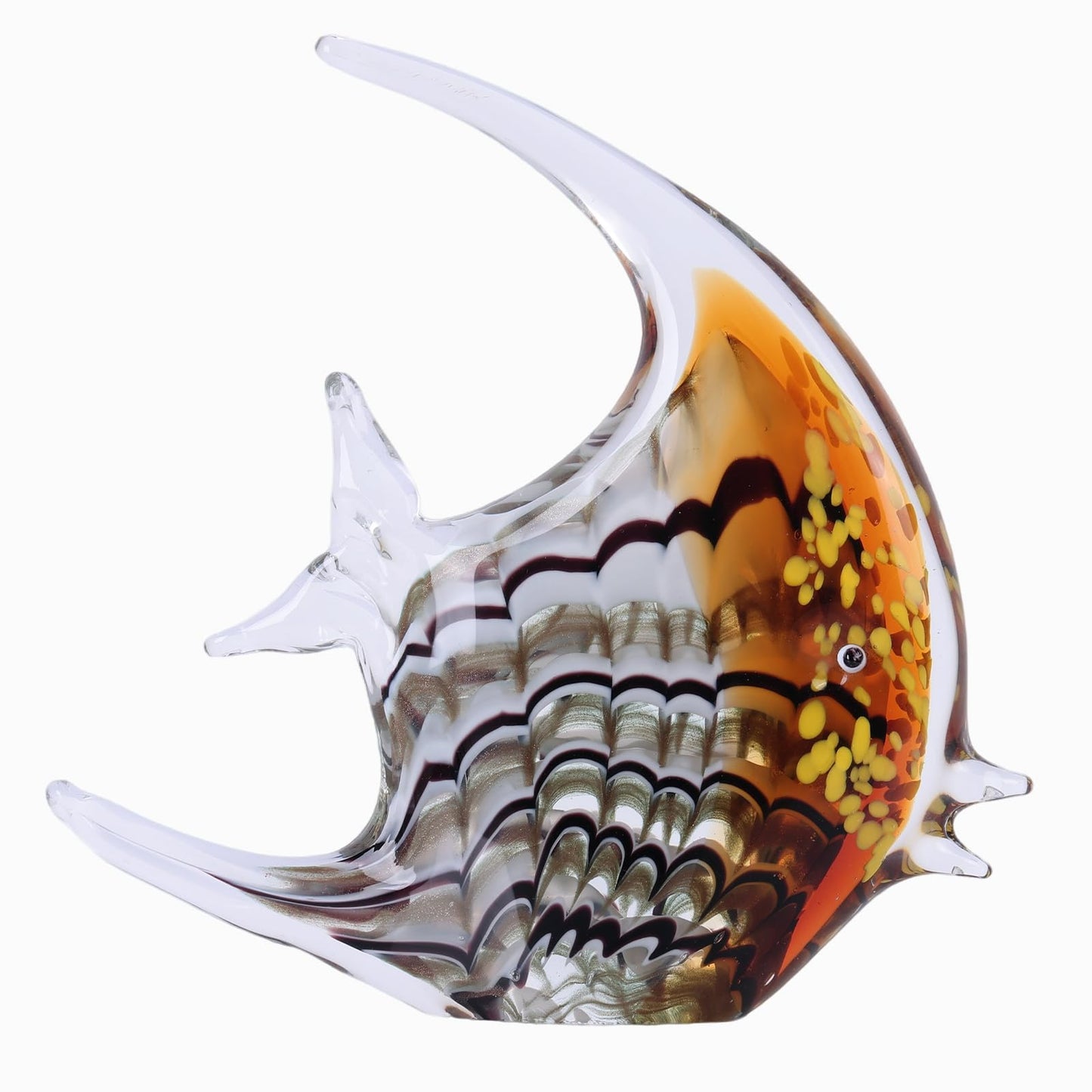 DOVDOV Hand-Blown Glass Fish Decorative Sculpture, Amber Ocean Glass Art Decor, Coastal-Themed Ornament, Suitable for bedrooms, Offices, Coffee Tables, and TV Consoles, Marine Animal Sculpture Art.