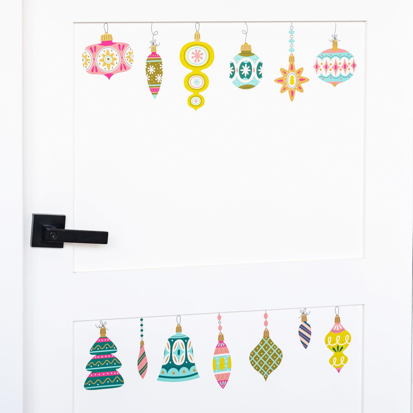 Wall Wear Trendy Christmas Decal Kit – 9 Peel & Stick Sheets with Festive Ornaments, Snowflakes & Countdown Calendar. Removable, Water-Resistant & Rental-Safe Holiday Wall décor.