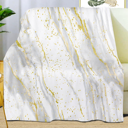 PAOABIU Grey and Golden Blankets, Marble Throw Blanket for Couch Bed Sofa, Minimalism Blankets and Throws - Super Soft Cozy Plush Flannel Blanket Gifts & Decor, 66x90