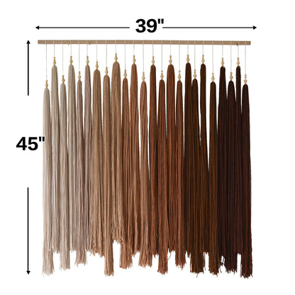 IOWER Macrame Wall Hanging Yarn Fiber Wall Art Beaded Tassel Home Decor for Bedroom Living Room 39" W x 45" L