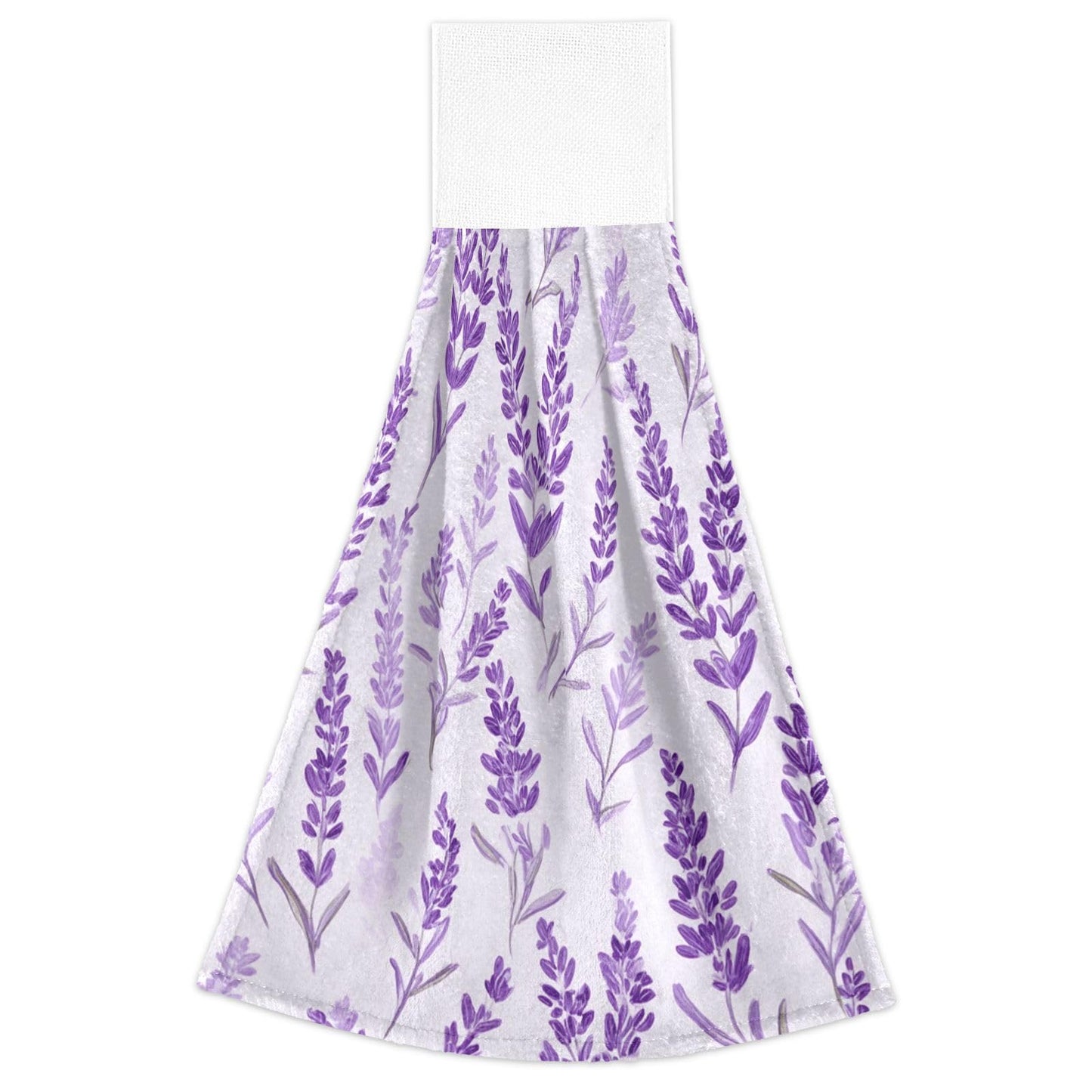 Boccsty Purple Lavender Hanging Kitchen Towels 2 Pieces Spring Summer Flower Floral Dish Cloth Tie Towels Hand Towel Tea Bar Towels for Bathroom Farmhouse Housewarming Tabletop Home