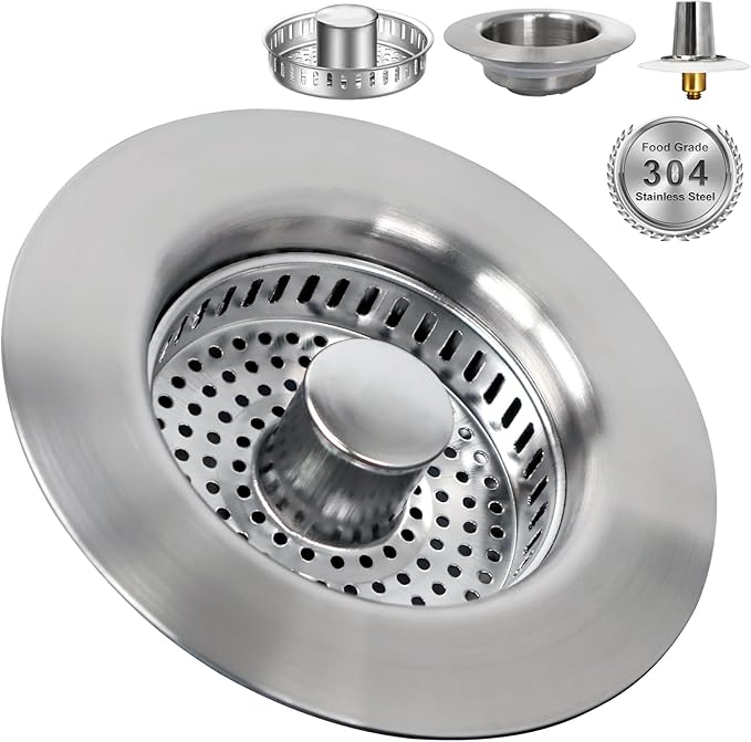 The Ultimate Kitchen Sink Solution: 3-in-1 Drain Strainer & Stopper. 304