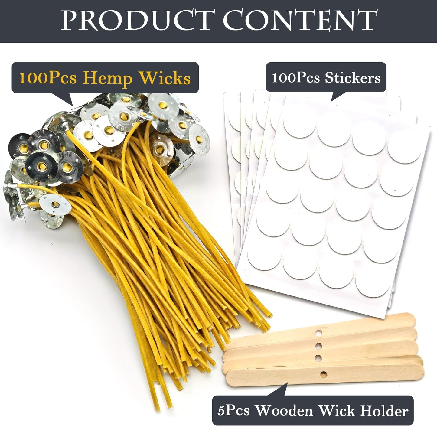 SWIGRANCE 15cm Hemp Candle Wicks 100Pcs, Hemp Braided Wick for Handamde Candle Making, Pre-Waxed with Beeswax