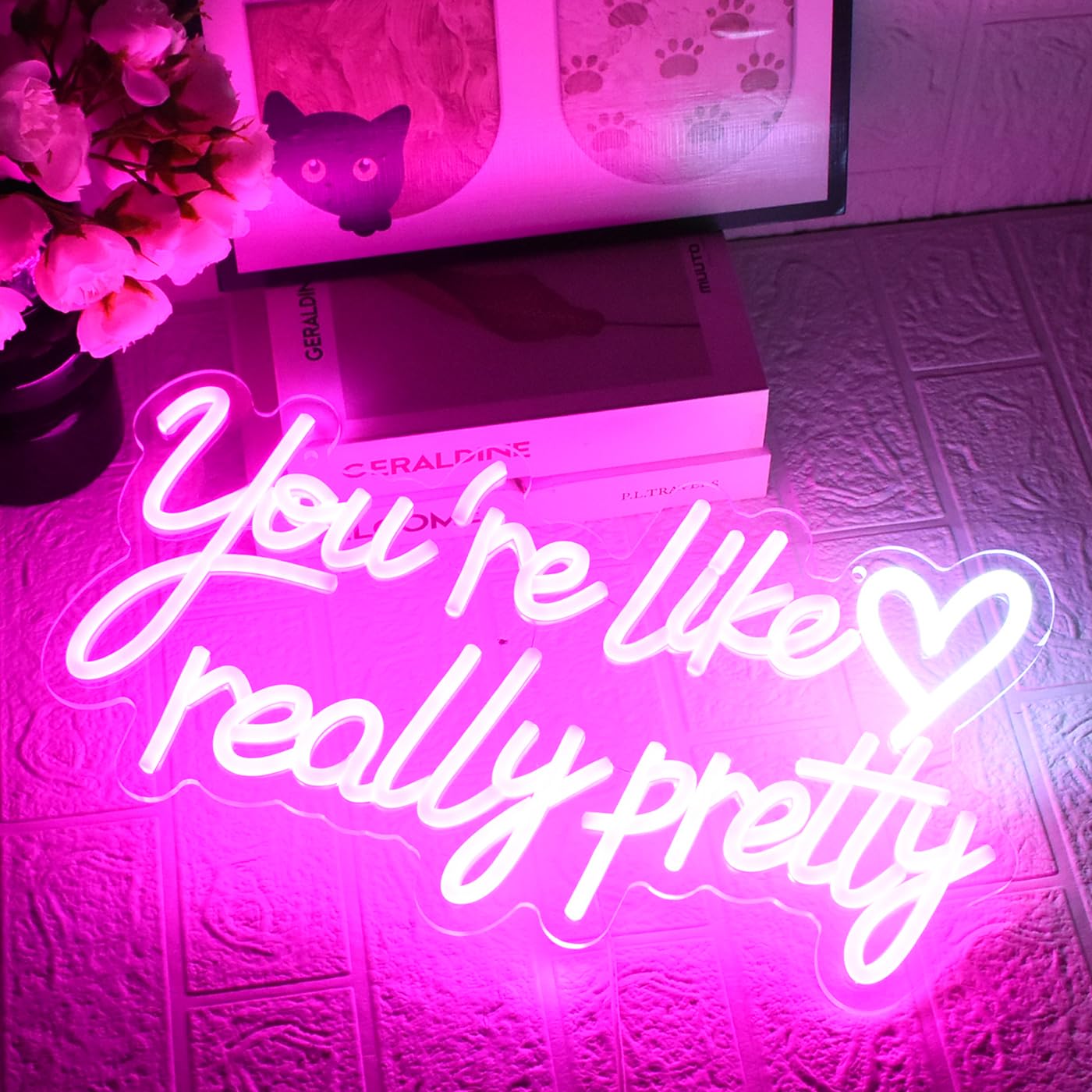 UExnkj-Y You're Like Really Pretty Neon Sign, Neon Signs for Wall Decor, Pink Led Neon Light for Wall Decor, USB Dimmable Led Neon Light Sign for Wedding, Bedroom, Home Decor