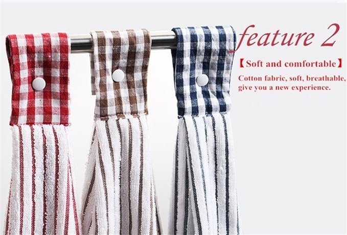 2 Pcs Kitchen Cotton Classical Striped Towel/Absorbent Towel/Hanging