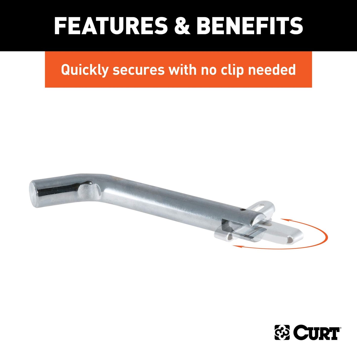 CURT 21551 Swivel Trailer Hitch Pin, 5/8-Inch Diameter, Fits 2-Inch Receiver,Chrome
