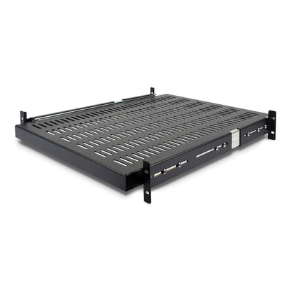 StarTech.com 2U Sliding Server Rack Mount Shelf - 20 to 30in Adjustable Mounting Depth - Vented - 50lb - Heavy Duty Universal 19” Rack Shelf for Equipment Rack - 24in Deep (UNISLDSHF19)