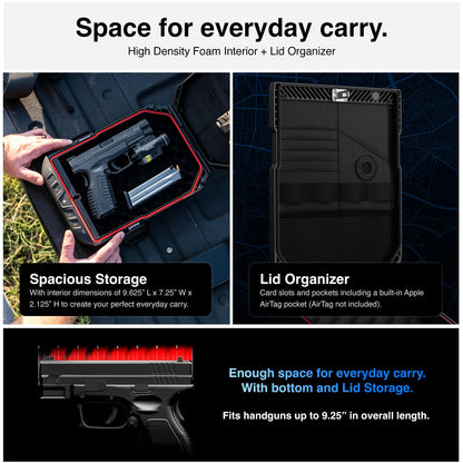 VAULTEK LifePod 20 Full-Size Biometric Lockable Weatherproof Case with Built-in Lock, Steel Security Cable, & TSA Handgun Case or Car Safe, Portable Travel Pistol Safe/Covert Black/Biometric