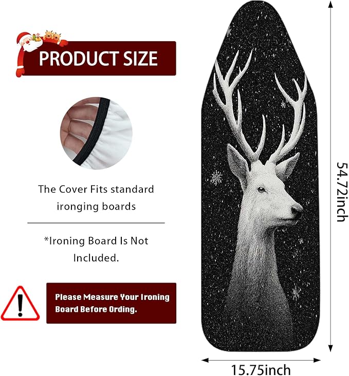 Nuxovilar Ironing Board Covers Winter Deer Sketch Pattern Polyester 15x54 Inches