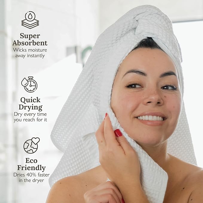 GILDEN TREE Waffle Towel Set Quick Dry Thin | 2 Bath Towels | 2 Hand Towels | 2