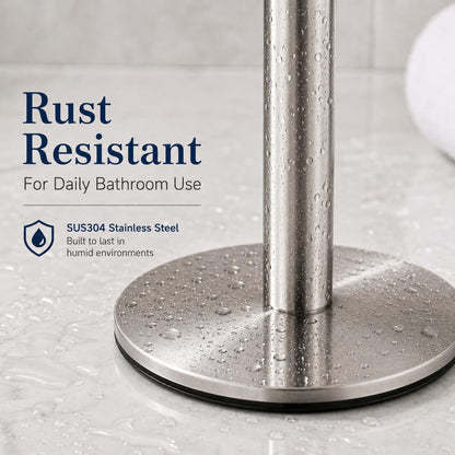 Brushed Nickel Hand Towel Holder Stand,13 Inch Free-Standing Towel Rack, SUS304 Stainless Steel Towel Bar Rack Stand, Tower Bar for Bathroom Kitchen Vanity Countertop…
