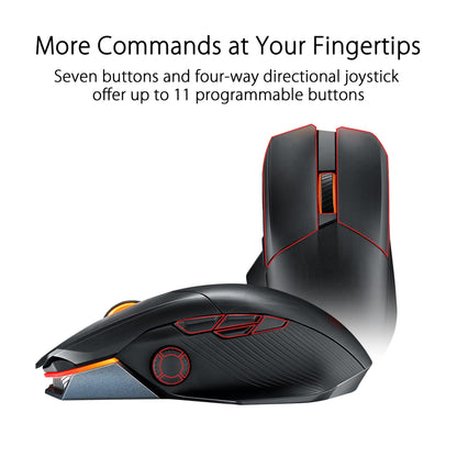 ASUS ROG Spatha X Wireless Gaming Mouse (Magnetic Charging Stand, 12 Programmable Buttons, 19,000 DPI, Push-fit Hot Swap Switch Sockets, ROG Micro Switches&Paracord and Aura RGB lighting),Black