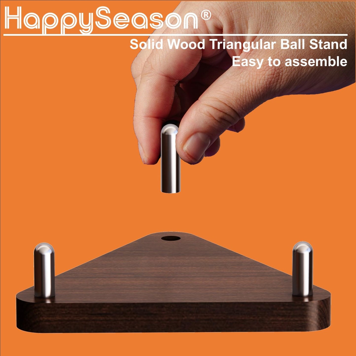 Happyseason 2 Pack Wood Football Display Stand, Triangular Ball Holder for American Football, Basketball & Soccer, Desktop Sports Memorabilia Display Rack for Autographed Balls, Easy Assembly