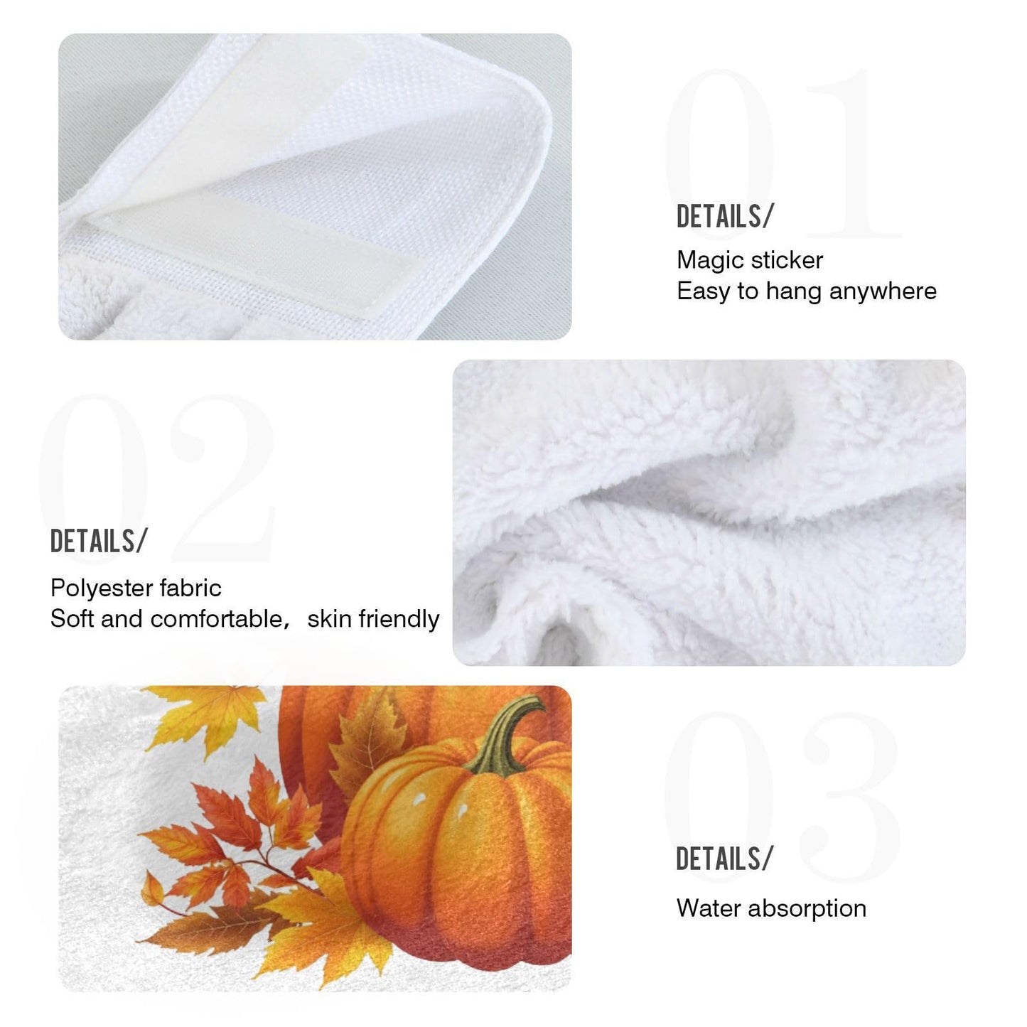 Boccsty Fall Yellow Pumpkins Hanging Kitchen Towels 2 Pieces Autumn Leaves Dish Tie Towels Hand Towel Tea Bar Towels for Bathroom Farmhouse Housewarming Tabletop Home