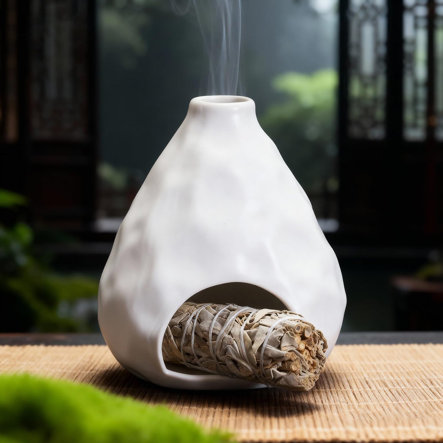 Palo Santo Sticks Holder Ceramic Incense Burner Holder Smudge Bowl for Sage Incense Cone Yoga Spiritual Meditation Room Home Decor Gift Mini Chiminea Ash Catcher