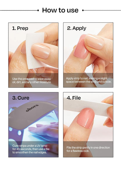 ohora Bundle Set (N Addict Starter Kit) - Red Solid Gel Nail Strips with UV/LED Lamp and Mini Remover, Salon-Quality, Long Lasting, Easy to Apply & Remove - Includes Prep Pads, Nail File, Wooden Stick