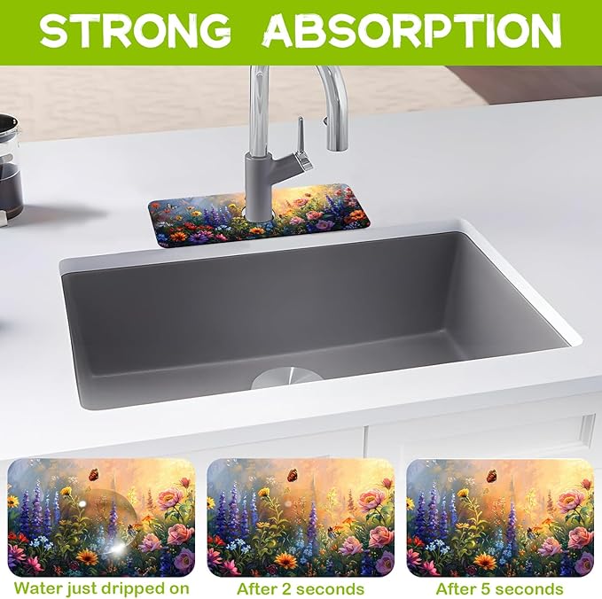 Kitchen Sink Splash Guard Faucet Mat Super Absorbent Fast Drying Mat Guard