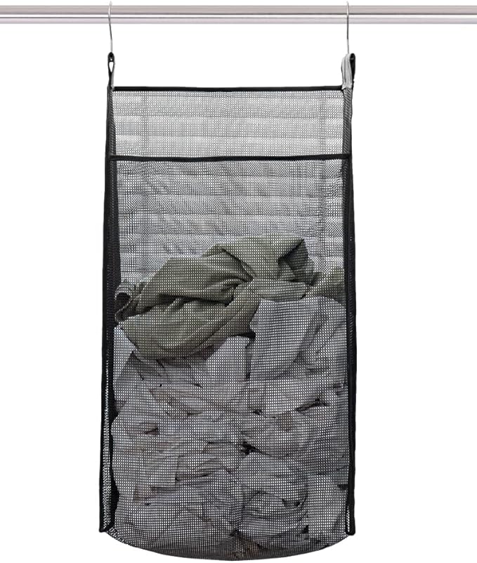 Jelier Hanging Breathable Mesh Laundry Hamper Basket, Portable Heavy Duty