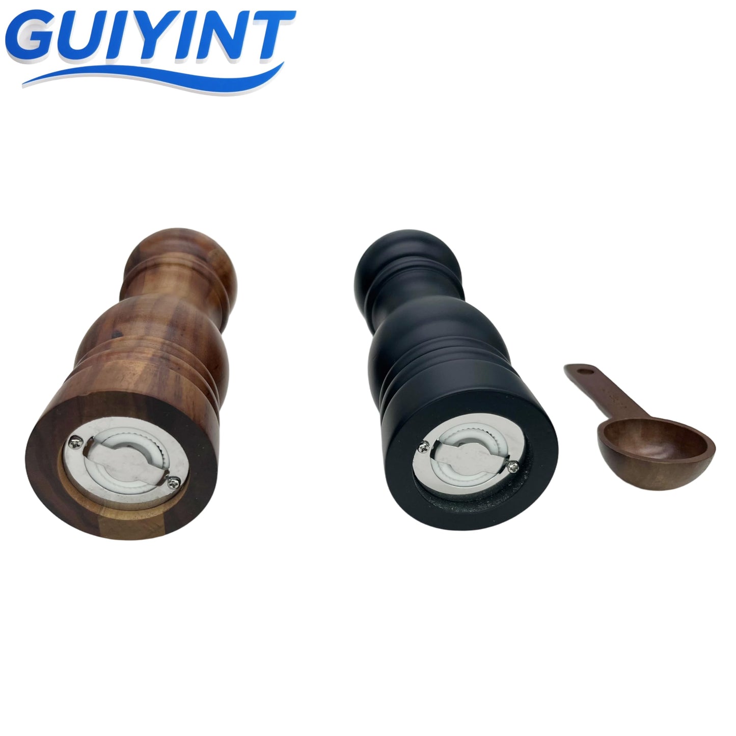 Guiyint Manual Salt and Pepper Mill Set, Beechwood Zirlion Style Grinders with Adjustable Coarse to Fine Grind, Zirlion Salt and Pepper Mills-Universal Classic Model
