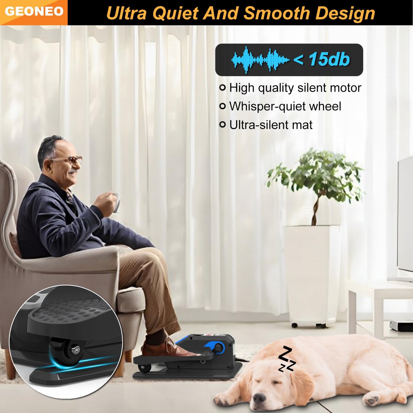 Under Desk Elliptical Machine, Electric Ellipse Leg Exerciser for Senior, Quiet and Compact Electric Seated Pedal Exerciser for Home with Display Monitor, Remote Control & 12 Adjustable Speeds