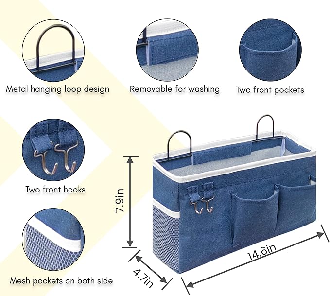 2pcs Large Wall Hanging Organizer Bag, Linen Fabric Door Hanging Storage Baskets