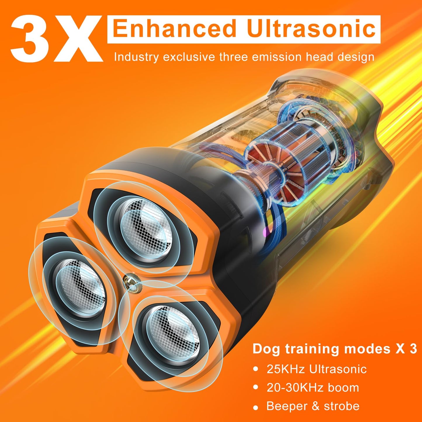 Chwwen Dog Bark Deterrent Devices 2025 Release Anti Barking Device for Dogs Barking Silencer in 55FT Indoor Outdoor 3X Head Anti Bark Device with Flashlight &Party Flashlight Portable Training Tool