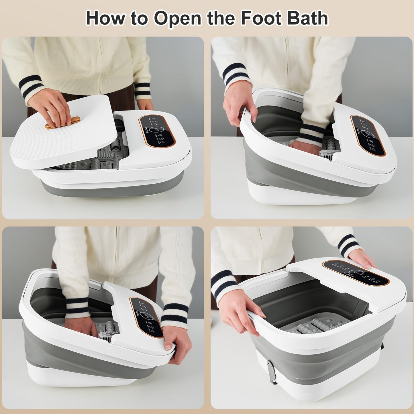 UNIFULL Collapsible Foot Spa Bath with Heat, Touch Screen, Remote Control, Massage Rollers, Timer, Bubble, Foot Pedicure Kit, Temperature Control Pedicure Foot Spa, Foot Bath