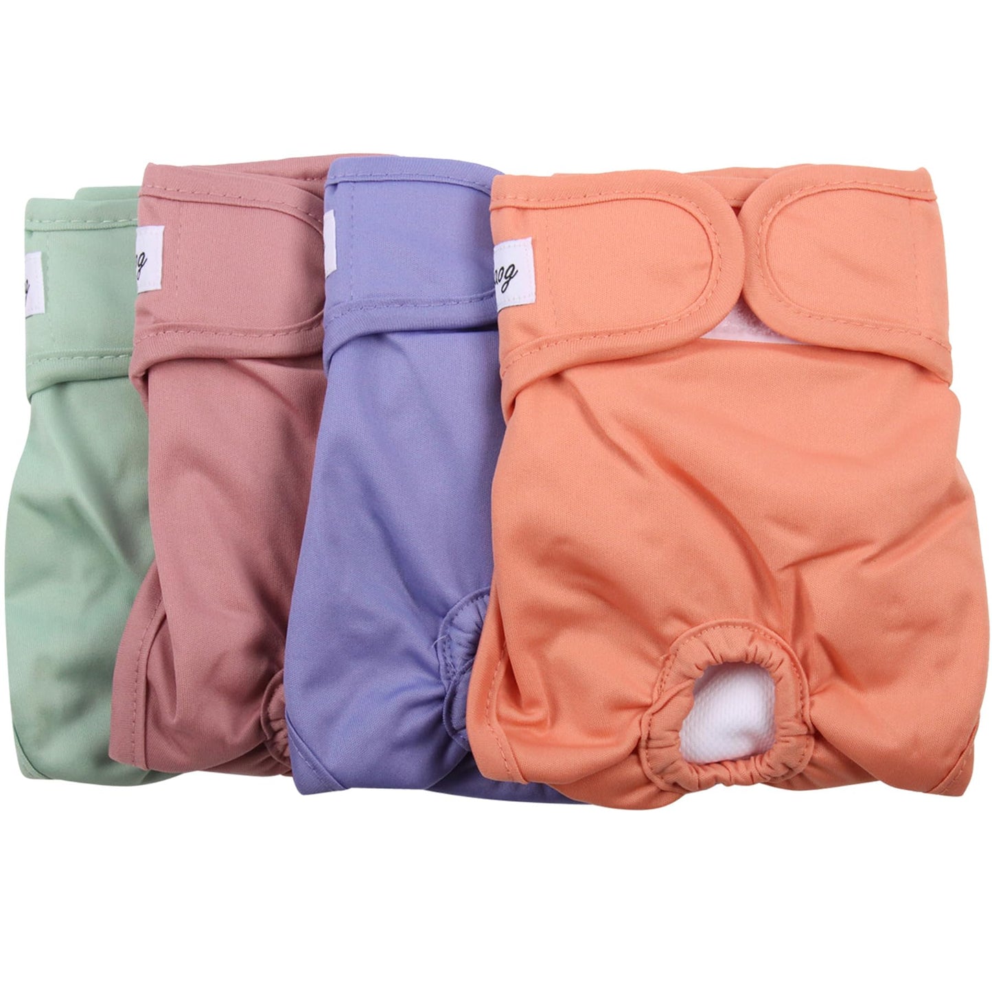 JoyDaog Female Dog Diapers for Medium Dogs,4 Pack Reusable Washable Premium Doggie Nappies for Heat,Incontinence,Period Dog Panties,M