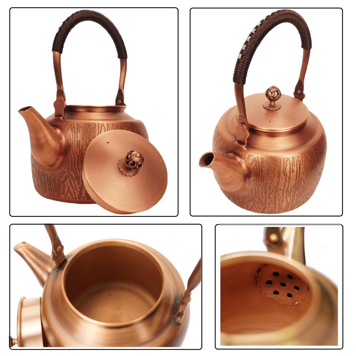 Kkekos Pure Copper Kettle Copper Teapot for Stovetop 1600ml (Type1)