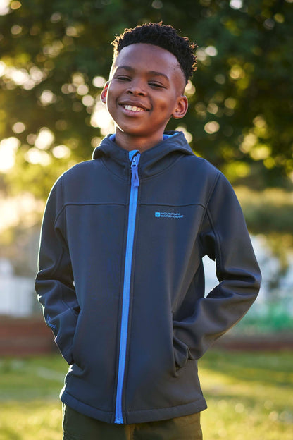 Mountain Warehouse Exodus Kids Softshell Jacket - Breathable, Wind & Water Resistant, Fleece Lined Coat for Boys & Girls - For Autumn, Winter, Hiking & Outdoors Navy Kids Size 11-12 Years