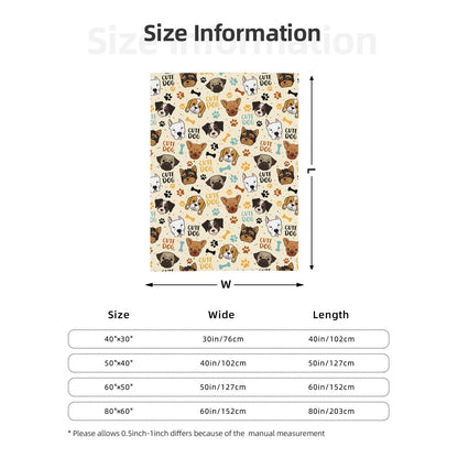 Cute Dogs Fleece Blanket - Soft Cozy Plush Throw Blanket for Adults Kids Pet, Lightweight Warm Flannel Sherpa Blanket for Couch Bed Sofa, Gift for Dog Lovers 50"x40"