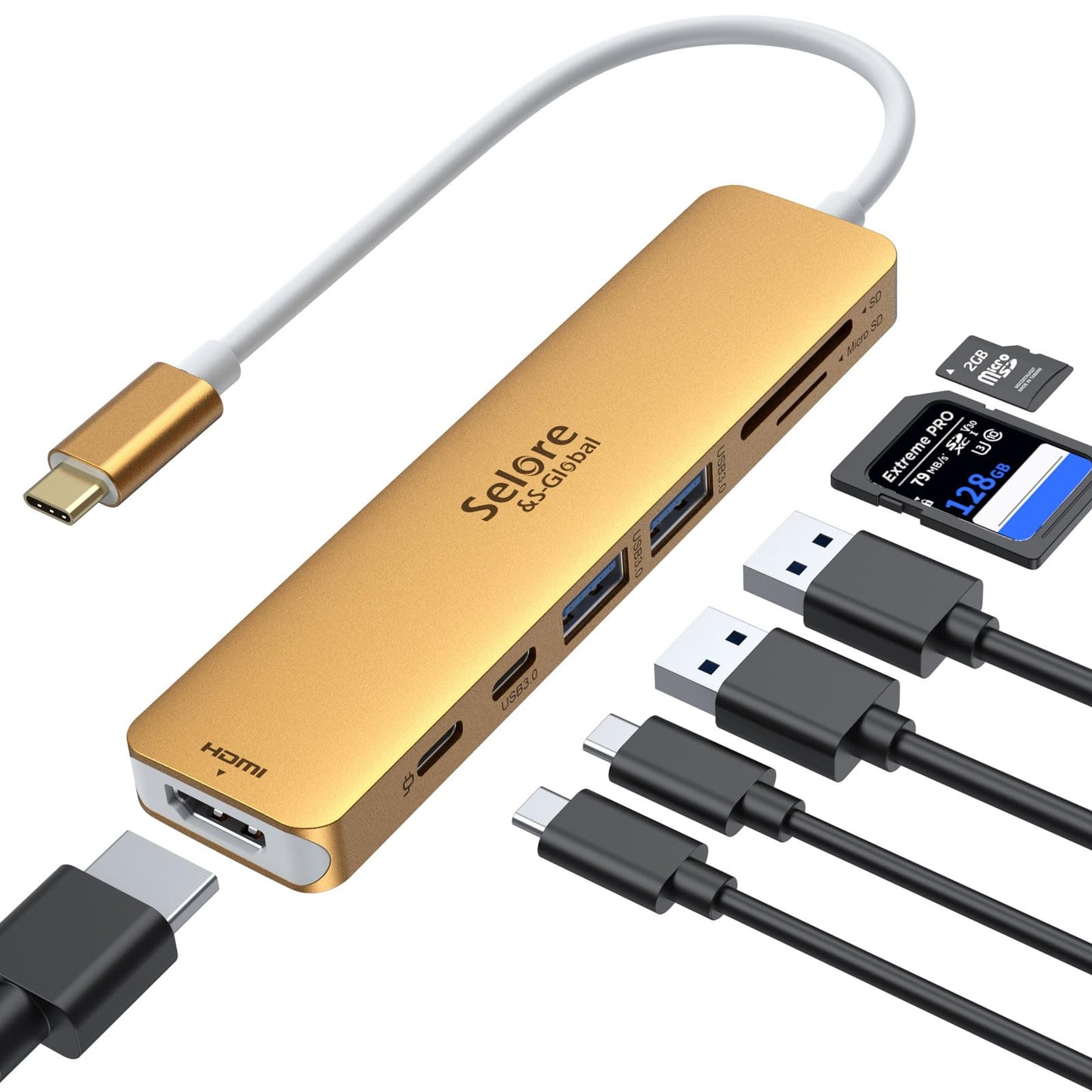 USB C Hub HDMI Adapter for MacBook Pro/Air, 7 in 1 USBC Dongle with HDMI, SD/TF Card Reader, USB C Data Port,100W PD, and 2 USB 3.0 Compatible for MacBook Pro/Air, Dell XPS, Lenovo Thinkpad.