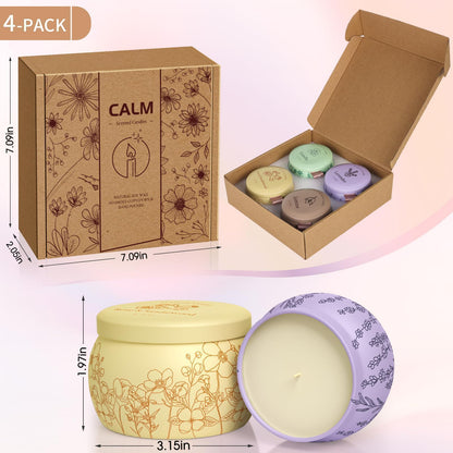 Scented Candles for Mom, 17.6oz Romantic Jar Candles for Women Girl Candle Set, 120H Burning, Soy Candle for Home Scented, Mother's Day,Birthday,Lavender | Vanilla | Rose & Sandalwood | Jasmine -4Pack