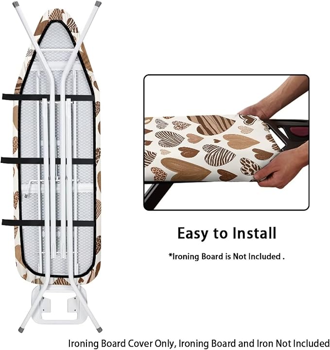 Leopard Hearts Ironing Board Cover Resist Scorching Cover Heavy Duty Padded