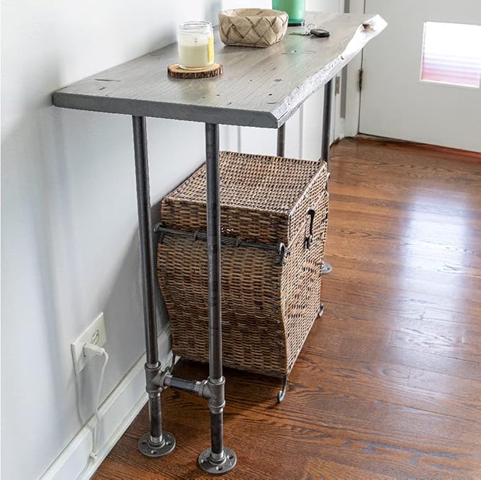 Restore by Pipe DÉCOR Live Edge Wood Console Table 48 in. x 16 in. x 34 in.