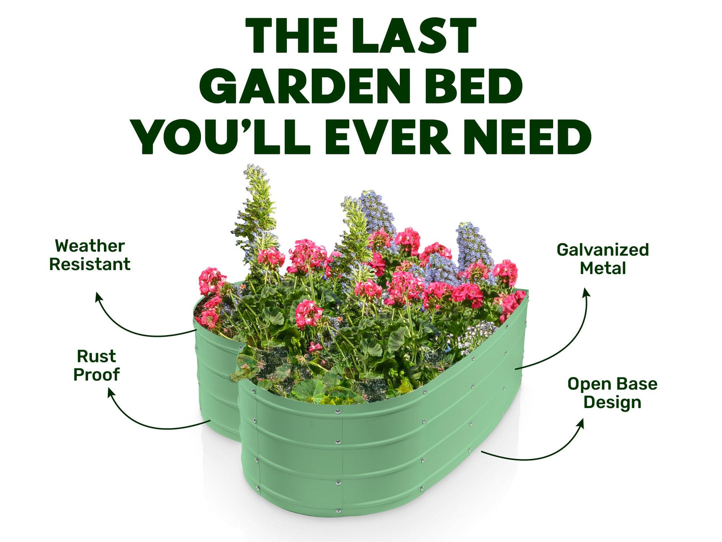 Plant & Plot Galvanized Raised Garden Beds Outdoor // Planter Raised Beds for Gardening, Vegetables, Flowers // Large Metal Garden Box (Light Green) // Tool-Free Assembly