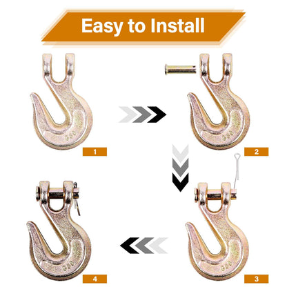 Lechansen 3/8'' G80 Clevis Grab Hook,10 Pack Heavy Duty Grade 80 Transport Chain Hooks 3/8 Inch Tow Hook for G80 Chains and Binders, 7,100 Lbs Working Load Limit