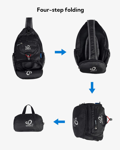 Waterfly Packable Small Crossbody Sling Backpack Foldable Shoulder Chest Bag Daypack for Hiking Traveling Men Women