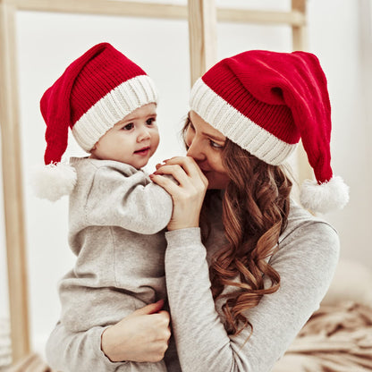 Santa's Knit Beanie Winter Hat - Soft Family Matching Xmas Christmas New Year Gifts for Women - Multicolor