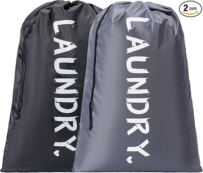 2 Pack 28" x 40"Travel Laundry Bag, Machine Washable Dirty Clothes Organizer