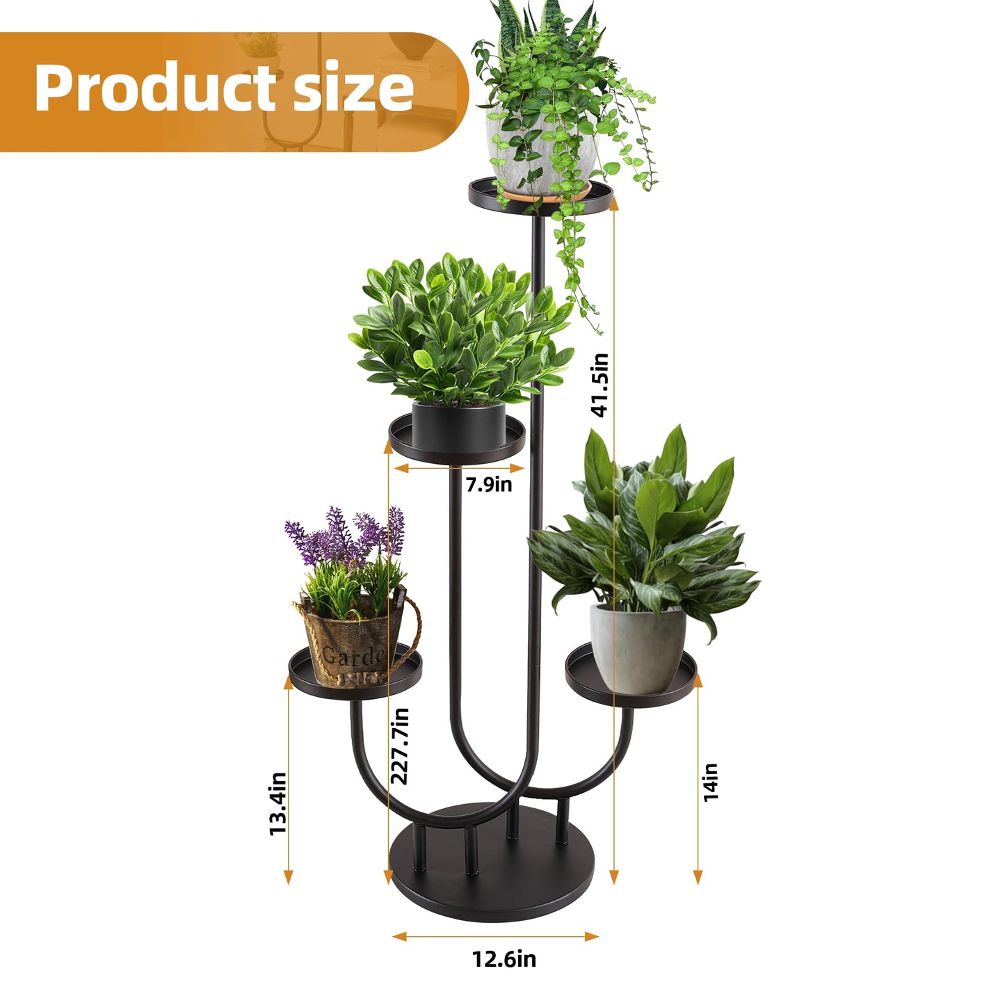 Thousand-Hill Range Plant Stand Indoor,3 Tier Tall Metal Corner Plant Stand Pot Holder,Outdoor Flower Shelf Display Rack for Window Garden Patio Balcony Home Decor Living Room Bedroom Black