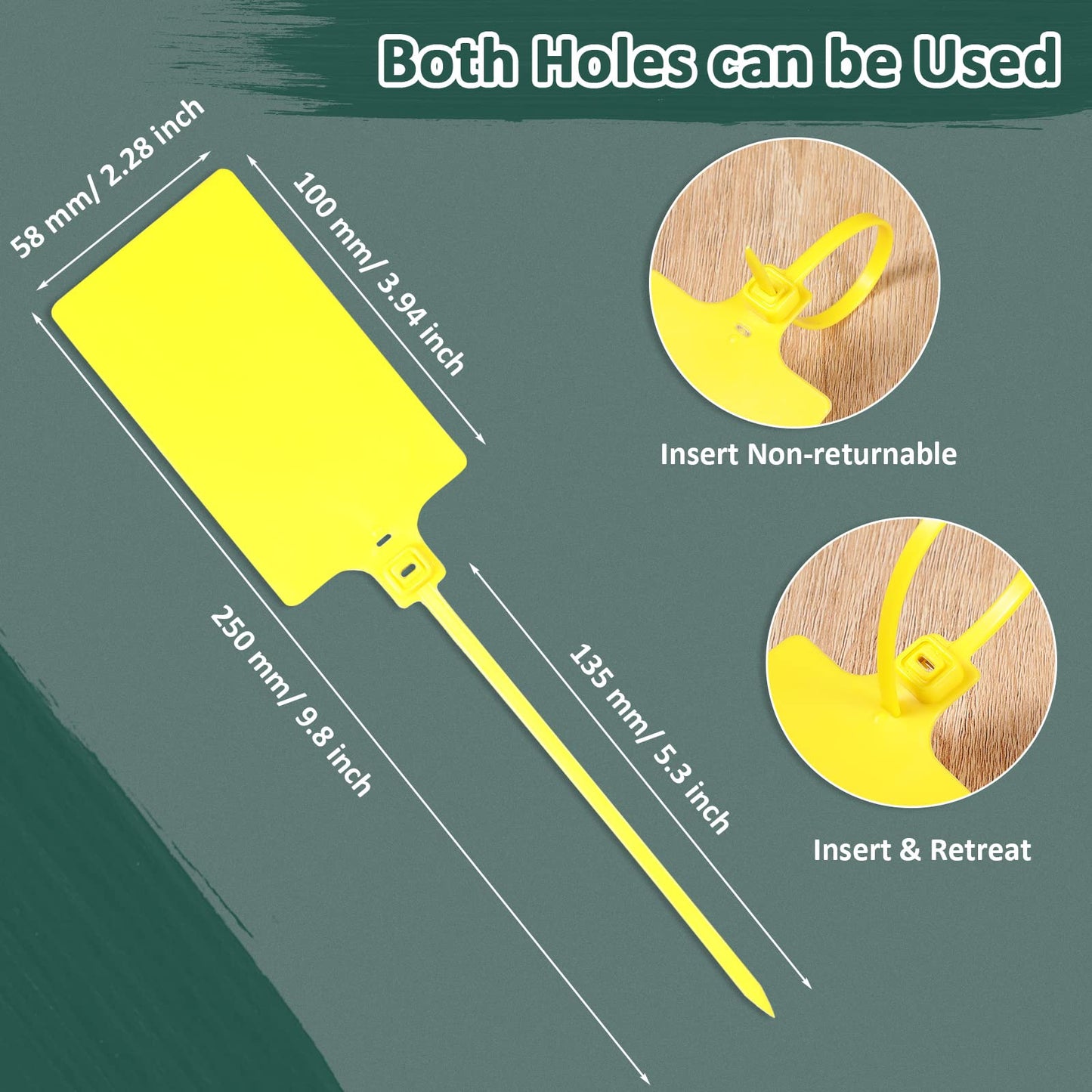 Youyole 200 Pieces Plastic Tags Waterproof Plastic Seal Shipping Tags Logistics Use Big Sign Tie Large Label Tie 250 mm Total Length (Yellow, 2.28 x 3.94 Inches)
