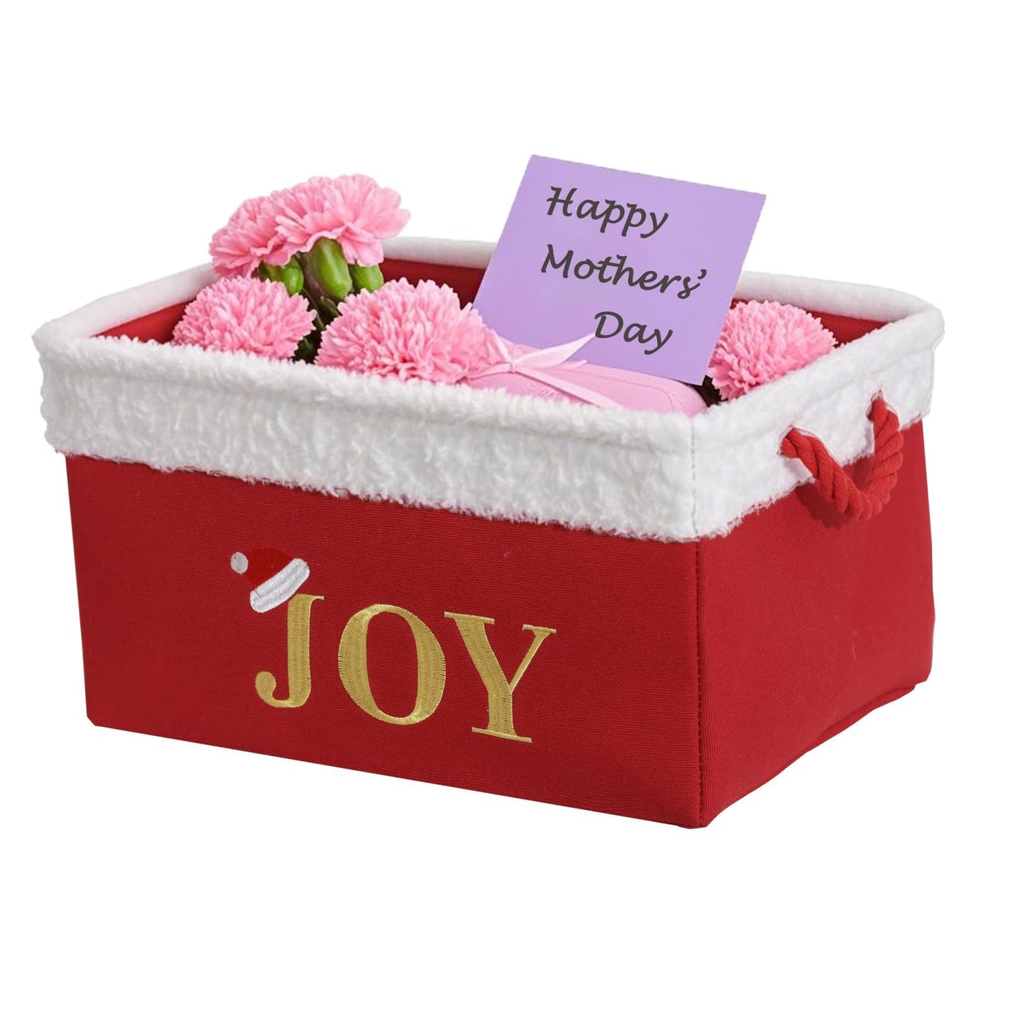INough Christmas Basket Large Empty Christmas Baskets Red Christmas Gift Baskets with Handles Holiday Storage for Gifts Holiday Christmas Decor for Baby/Kids/Nursery Room