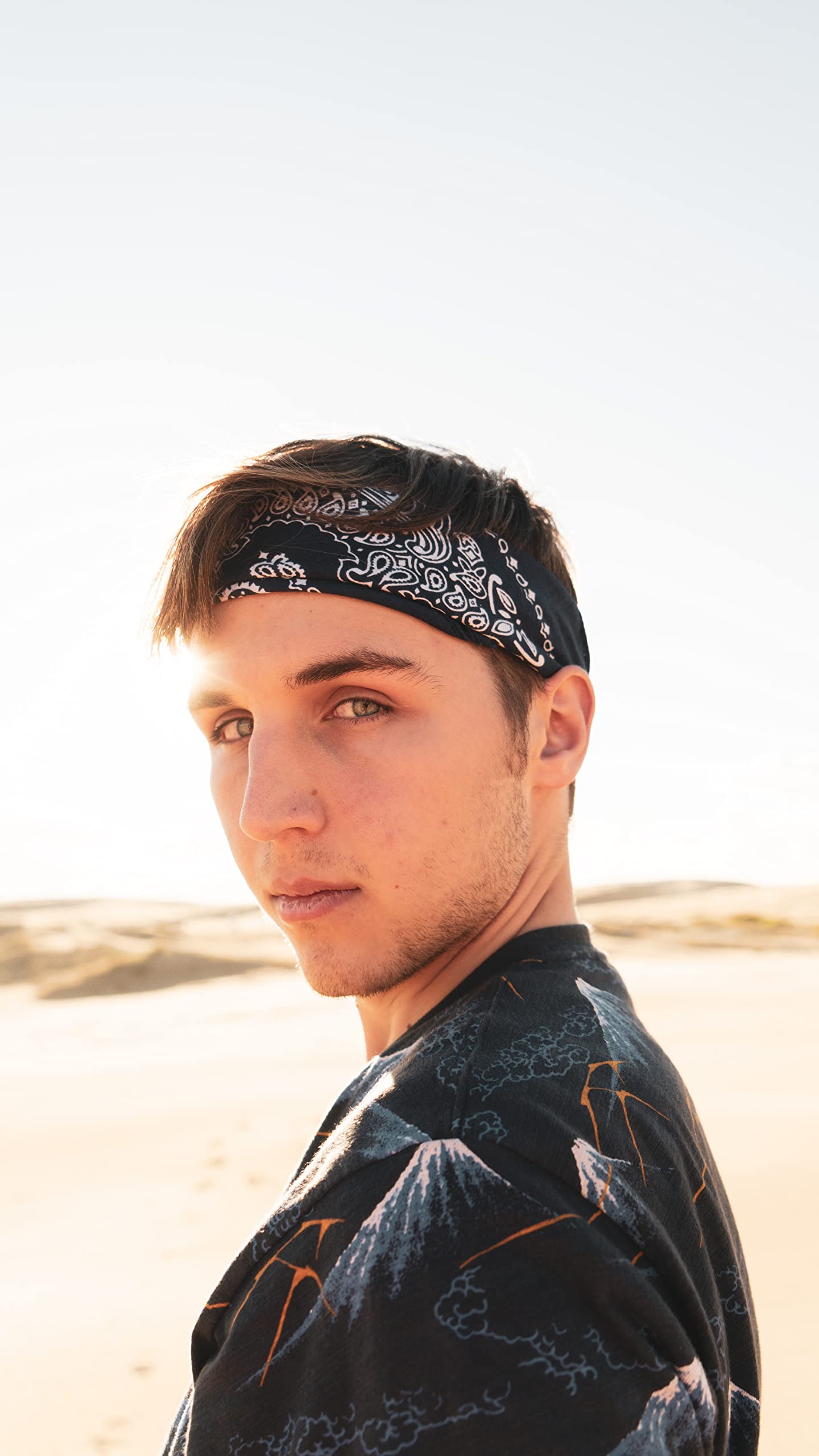 Black Paisley Bandana Head Scarf Headbands Handkerchief Cowboy Cotton Bib Party Face Covering Headwear For Motorcycling Mens Womens Unisex